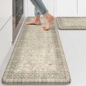 Farmhouse Anti Fatigue Kitchen Mat,Vintage Brown Kitchen Rugs Sets of 2,Non Slip Waterproof Kitchen Floor Mats,Ergonomic Cushioned Comfort Standing Mat for Laundry,Office, Sink,Desk Farmhouse Anti Fatigue Kitchen Mat,Vintage Brown Kitchen Rugs Sets of 2,Non Slip Waterproof Kitchen Floor Mats,Ergonomic Cushioned Comfort Standing Mat for Laundry,Office, Sink,Desk