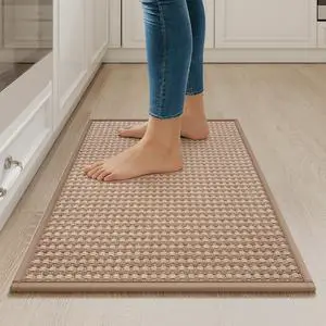 Kitchen Rugs Kitchen Mats for Floor Non Slip Washable Brown 17"x30" Kitchen Rugs Kitchen Mats for Floor Non Slip Washable Brown 17"x30"