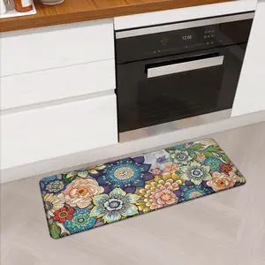 Floral Kitchen Runner Rug Mat for Floor Boho Cushioned Anti-Fatigue Mat Memory Foam Standing Desk Padded Comfort Floor Mat for Sink, Office, Laundry, 17.3x47 Inch - 1/2 Inch Thick Floral Kitchen Runner Rug Mat for Floor Boho Cushioned Anti-Fatigue Mat Memory Foam Standing Desk Padded Comfort Floor Mat for Sink, Office, Laundry, 17.3x47 Inch - 1/2 Inch Thick