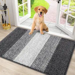 Dog Door Mat for Muddy Paws, Absorbs Moisture and Dirt, Low-Profile Entryway Mat with Non-Slip Backing, Entry Indoor Outdoor Doormat for Inside Floor (30x20 Inches, Grey, Striped) Dog Door Mat for Muddy Paws, Absorbs Moisture and Dirt, Low-Profile Entryway Mat with Non-Slip Backing, Entry Indoor Outdoor Doormat for Inside Floor (30x20 Inches, Grey, Striped)