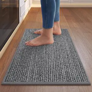 Kitchen Rugs and Mat Non Slip Washable, Super Absorbent Kitchen Mats for Floor, Rubber Backing Soft Braided Standing Kitchen Sink Mat Kitchen Runner, Front of Sink, Easy Clean, Grey 17"x30" Kitchen Rugs and Mat Non Slip Washable, Super Absorbent Kitchen Mats for Floor, Rubber Backing Soft Braided Standing Kitchen Sink Mat Kitchen Runner, Front of Sink, Easy Clean, Grey 17"x30"