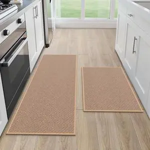 Kitchen Mats for Floor 2 Piece - Kitchen Rugs Non Slip Washable 20"x32"+20"x47", Beige Kitchen Mats for Floor 2 Piece - Kitchen Rugs Non Slip Washable 20"x32"+20"x47", Beige