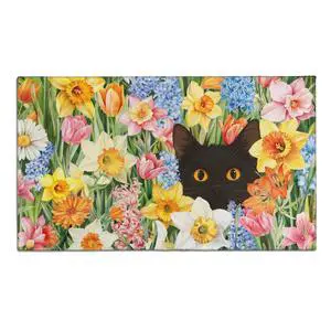 Spring Summer Kitchen Rugs Flower Black Cat Doormat Non-Slip Washable Kitchen Floor Sink Mats Decorations for Home Kitchen Indoor Outdoor 30"x17" Spring Summer Kitchen Rugs Flower Black Cat Doormat Non-Slip Washable Kitchen Floor Sink Mats Decorations for Home Kitchen Indoor Outdoor 30"x17"