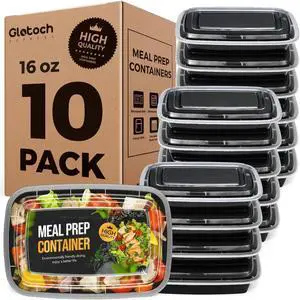 16oz 10-Pack Meal Prep Containers with Lids Reusable, plastic food storage containers sturdy leakproof, Microwave/freezer/dishwasher safe to go food containers, Black 16oz 10-Pack Meal Prep Containers with Lids Reusable, plastic food storage containers sturdy leakproof, Microwave/freezer/dishwasher safe to go food containers, Black