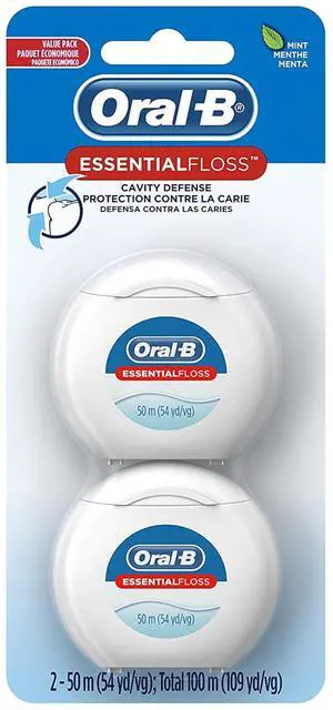 Essential Floss, Waxed, Unflavored, 54 Yards (50 Meters) - Pack of 2 Essential Floss, Waxed, Unflavored, 54 Yards (50 Meters) - Pack of 2