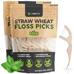Dental Floss Picks - Straw Wheat Handle Flossers | Thin & Shred-Resistant Thread for Tight Gaps | Flossers for Adults | Gentle on Gums & Teeth | Gluten-Free & Vegan (100 Pack, Mint) Dental Floss Picks - Straw Wheat Handle Flossers | Thin & Shred-Resistant Thread for Tight Gaps | Flossers for Adults | Gentle on Gums & Teeth | Gluten-Free & Vegan (100 Pack, Mint)