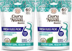 Fresh Floss Dental Picks - Non- Shred Thread with Angled Pick for Effective Plaque Removal - Dentist Recommened - Travel Friendly for Adults & Kids - 60 Count (Pack of 2) Fresh Floss Dental Picks - Non- Shred Thread with Angled Pick for Effective Plaque Removal - Dentist Recommened - Travel Friendly for Adults & Kids - 60 Count (Pack of 2)
