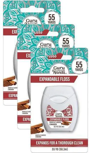 Dental Floss, Cinnamon, Pack of 3, Waxed | 55 Yards | Expandable | Gentle Cleaning | For Wide Teeth Dental Floss, Cinnamon, Pack of 3, Waxed | 55 Yards | Expandable | Gentle Cleaning | For Wide Teeth
