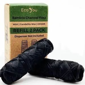 Bamboo Charcoal Dental Floss | Mint & Candelilla Wax | Vegan & Biodegradable (2 Refills Pack) Bamboo Charcoal Dental Floss | Mint & Candelilla Wax | Vegan & Biodegradable (2 Refills Pack)