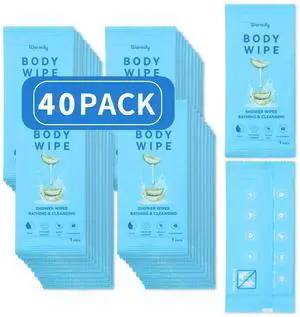 40 Pcs Body Wipes Individually Wrapped (9.29" x 8"), Large Shower Wipes for Adults Bathing No Rinse, Portable Personal Cleansing for Gym, Camping, Hiking, Backpacking,Bulk Homeless Supplies 40 Pcs Body Wipes Individually Wrapped (9.29" x 8"), Large Shower Wipes for Adults Bathing No Rinse, Portable Personal Cleansing for Gym, Camping, Hiking, Backpacking,Bulk Homeless Supplies
