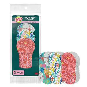 Pop Up Kitchen Sponges, Unique Compressed Kitchen Sponge for Cleaning Gently, Floral Pattern Dish Scrubber that Expands with Water, 3 Scrubbing Sponges Pop Up Kitchen Sponges, Unique Compressed Kitchen Sponge for Cleaning Gently, Floral Pattern Dish Scrubber that Expands with Water, 3 Scrubbing Sponges