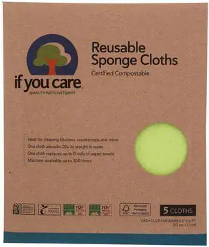 Sponge Cloths 5 Count 100% Natural Cleaning Rags for Kitchen, Bathroom, Home Countertop Surfaces Absorbent, Reusable, Machine Washable, Compostable Sponge Cloths 5 Count 100% Natural Cleaning Rags for Kitchen, Bathroom, Home Countertop Surfaces Absorbent, Reusable, Machine Washable, Compostable
