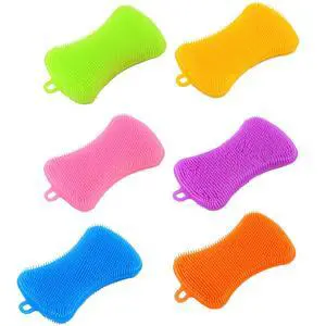 6 PCS Silicone Dish Sponges, Super Durable Safe and Dry Fast Silicone Sponge, Multi-Purpose Sponge Kitchen Gadgets, Reusable Rubber Kitchen Dish Dishes Fruits Vegetables Washing Cleaning Sponge Brush. 6 PCS Silicone Dish Sponges, Super Durable Safe and Dry Fast Silicone Sponge, Multi-Purpose Sponge Kitchen Gadgets, Reusable Rubber Kitchen Dish Dishes Fruits Vegetables Washing Cleaning Sponge Brush.