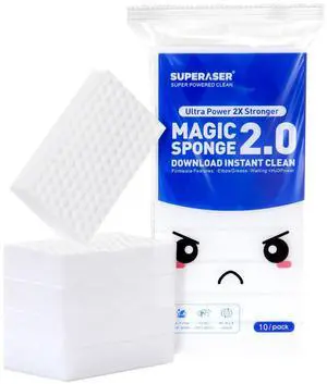 Magic Sponge Eraser, 10 Pack, 2X Density Melamine Foam Magic Sponge Eraser, 10 Pack, 2X Density Melamine Foam