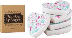5 Pack Heart Shaped Sponges, Non-Scratch Cleaning Sponges with Floral Pattern, Kitchen Heavy Duty Scrub Sponge, Pop Up Eco Valentine's Day Sponges (Pink) 5 Pack Heart Shaped Sponges, Non-Scratch Cleaning Sponges with Floral Pattern, Kitchen Heavy Duty Scrub Sponge, Pop Up Eco Valentine's Day Sponges (Pink)
