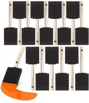 Foam Paint Brushes, 2 Inch, 16 Pack, Wooden Handle Foam Paint Brushes, 2 Inch, 16 Pack, Wooden Handle