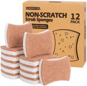 Natural Dish Sponge 12 Pack, Non-Scratch Scrub Kitchen Sponge, Eco Multipurpose, Odor-Less Dual-Sided for Dish Washing & Household Cleaning Natural Dish Sponge 12 Pack, Non-Scratch Scrub Kitchen Sponge, Eco Multipurpose, Odor-Less Dual-Sided for Dish Washing & Household Cleaning