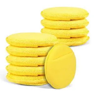 10PCS Wax Applicator Pads, Microfiber Polished and Waxed Sponge with Finger Pocket, Round Foam Car Wax Applicator Pad, Universal Detailing Sponge Block for Car Cleaning and Polishing (Yellow) 10PCS Wax Applicator Pads, Microfiber Polished and Waxed Sponge with Finger Pocket, Round Foam Car Wax Applicator Pad, Universal Detailing Sponge Block for Car Cleaning and Polishing (Yellow)