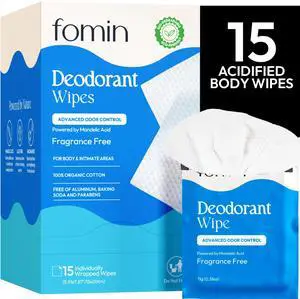 Acidified Travel Deodorant Wipes For Women & Men - 15 Count - Fragrance Free - pH Balanced, Mini Deodorant Travel Size - Plastic-Free, Individually Wrapped Underarm Body Wipes Acidified Travel Deodorant Wipes For Women & Men - 15 Count - Fragrance Free - pH Balanced, Mini Deodorant Travel Size - Plastic-Free, Individually Wrapped Underarm Body Wipes