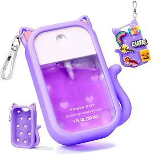 Silicone Case Compatible with Touchland Hand Sanitizer Spray 1 FL OZ/30ML, Portable Cat-shaped Case with 6 Charms and Keychain, Cute Hand Sanitizer Spray Accessory (1PCS Purple) Silicone Case Compatible with Touchland Hand Sanitizer Spray 1 FL OZ/30ML, Portable Cat-shaped Case with 6 Charms and Keychain, Cute Hand Sanitizer Spray Accessory (1PCS Purple)
