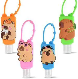 Refillable Travel Bottles Containers, 4 Pack Hand Sanitizer Travel Size Holder with Empty Silicone Clip-Filp Bottles, Leak Proof Portable Bottle for Liquid Soap, Lotion (Capybara) Refillable Travel Bottles Containers, 4 Pack Hand Sanitizer Travel Size Holder with Empty Silicone Clip-Filp Bottles, Leak Proof Portable Bottle for Liquid Soap, Lotion (Capybara)
