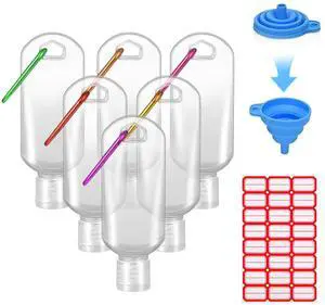 6 Pack Travel Plastic Clear Keychain Bottles 50ml/2oz Portable Leakproof Squeeze Small Bottles With Flip Cap Refillable Empty Containers for Lotion Soap Toiletry 6 Pack Travel Plastic Clear Keychain Bottles 50ml/2oz Portable Leakproof Squeeze Small Bottles With Flip Cap Refillable Empty Containers for Lotion Soap Toiletry