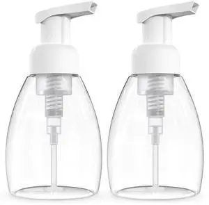 Foaming Soap Dispenser Pump Bottles, BPA Free Empty Refillable Plastic Container for Liquid Soap - Kitchen, Bathroom, Commercial - 8oz (250ml) Pack of 2 Clear Foaming Soap Dispenser Pump Bottles, BPA Free Empty Refillable Plastic Container for Liquid Soap - Kitchen, Bathroom, Commercial - 8oz (250ml) Pack of 2 Clear
