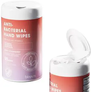 Antibacterial Hand Wipes Sweet Strawberry Scented | Antibacterial Wipes with Aloe and Vitamin E | 5"x7" Wet Wipes Canister | No Parabens, Sulfates or Phthalates, Kills 99% of Germs, 50 Ct Antibacterial Hand Wipes Sweet Strawberry Scented | Antibacterial Wipes with Aloe and Vitamin E | 5"x7" Wet Wipes Canister | No Parabens, Sulfates or Phthalates, Kills 99% of Germs, 50 Ct