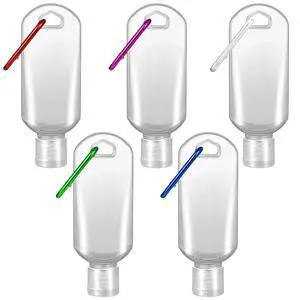 5 Pack Refillable Travel Plastic Bottles Containers with Clip Hand Sanitizer Travel Size Holder with Keychain Empty Bottles for Kids and Adult 5 Pack Refillable Travel Plastic Bottles Containers with Clip Hand Sanitizer Travel Size Holder with Keychain Empty Bottles for Kids and Adult