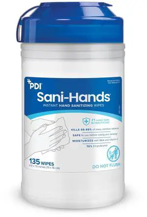 SaniHands ALC Antimicrobial Alcohol Gel Hand Wipe, 135 Per Canister SaniHands ALC Antimicrobial Alcohol Gel Hand Wipe, 135 Per Canister