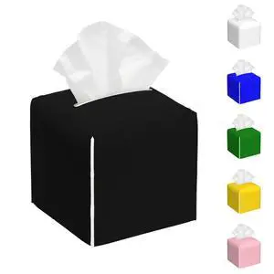 Black Tissue Box Cover Custom Image Logo Text Square Leather Facial Paper Organizer Case for Bedroom, Bathroom, Office Desk, Hotel Personalized Decorative Holder, 5x5x5 Inch 1-100 PCS Black Tissue Box Cover Custom Image Logo Text Square Leather Facial Paper Organizer Case for Bedroom, Bathroom, Office Desk, Hotel Personalized Decorative Holder, 5x5x5 Inch 1-100 PCS