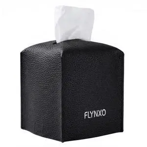 Tissue Box Cover Square - PU Leather Tissue Holder with Bottom Belt, Decorative Facial Tissue Paper Case Organizer for Bathroom Vanity, Countertop, Night Stand, Desk, Car, Home Office | Black Tissue Box Cover Square - PU Leather Tissue Holder with Bottom Belt, Decorative Facial Tissue Paper Case Organizer for Bathroom Vanity, Countertop, Night Stand, Desk, Car, Home Office | Black