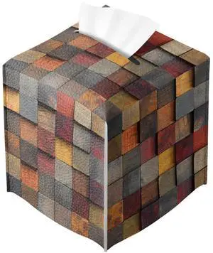 Wood Tissue Box Cover Colorful 3D Mosaic Square Texture Leather Tissue Box Holder Square Facial Paper Organizer Dispenser for Car Bathroom Bedroom Office Tabletop Decor Wood Tissue Box Cover Colorful 3D Mosaic Square Texture Leather Tissue Box Holder Square Facial Paper Organizer Dispenser for Car Bathroom Bedroom Office Tabletop Decor