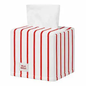 Cube Tissue Box Cover, Red Stripe Tissue Box Cover Stylish Toilet Paper Organizer for Home Bedroom Living Room Bathroom Office, 5''x5''x5'' Cube Tissue Box Cover, Red Stripe Tissue Box Cover Stylish Toilet Paper Organizer for Home Bedroom Living Room Bathroom Office, 5''x5''x5''