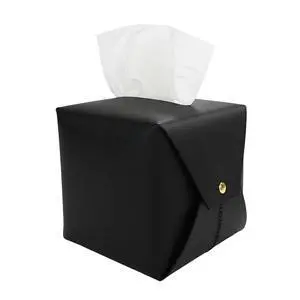 Tissue Box Cover Square, Faux Leather Tissue Holder Organizer with Side Openings for Bathroom, Vanity, Tabletop, Office (1Pack-Black) Tissue Box Cover Square, Faux Leather Tissue Holder Organizer with Side Openings for Bathroom, Vanity, Tabletop, Office (1Pack-Black)