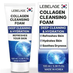 Korean Collagen Facial Cleanser 3.38 oz | Cleansing Foam Face Wash | Low pH Gentle Hydrating Daily Facial Cleanser Sensitive Skin Korean Collagen Facial Cleanser 3.38 oz | Cleansing Foam Face Wash | Low pH Gentle Hydrating Daily Facial Cleanser Sensitive Skin
