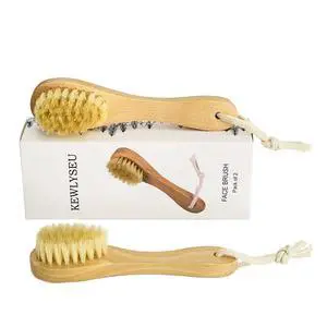 Natural Bristles Wooden Face Cleaning Brush Wood Handle Facial Cleanser Nose Scubber Exfoliating Facial Skin Care Pack of 2 Natural Bristles Wooden Face Cleaning Brush Wood Handle Facial Cleanser Nose Scubber Exfoliating Facial Skin Care Pack of 2