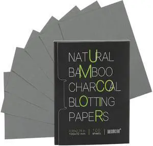 100 Count Natural Bamboo Charcoal Blotting Papers Organic Facial Oil Absorbing Sheets for Oily Skin Care Daily Oil Control Linen Tissues (100 PCS/PK, 1 PK) 100 Count Natural Bamboo Charcoal Blotting Papers Organic Facial Oil Absorbing Sheets for Oily Skin Care Daily Oil Control Linen Tissues (100 PCS/PK, 1 PK)