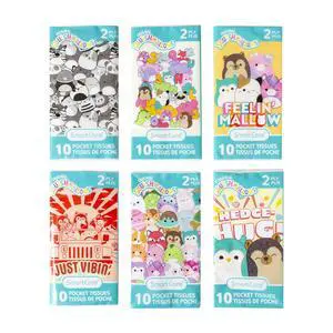Squishmallows Pocket Tissue, Ultra Soft 2-Ply, 6PK Squishmallows Pocket Tissue, Ultra Soft 2-Ply, 6PK