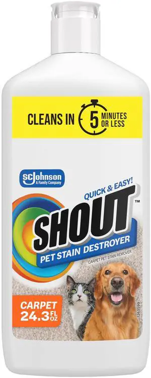 Pet Stain Remover, Color-Safe Rug, Upholstery & Carpet Cleaner Solution for Dog & Cat Urine, Feces, Vomit & Mud, Fights Odors & Remarking, Fast-Acting Cleans in 5 Minutes or Less, 24.3oz Pet Stain Remover, Color-Safe Rug, Upholstery & Carpet Cleaner Solution for Dog & Cat Urine, Feces, Vomit & Mud, Fights Odors & Remarking, Fast-Acting Cleans in 5 Minutes or Less, 24.3oz