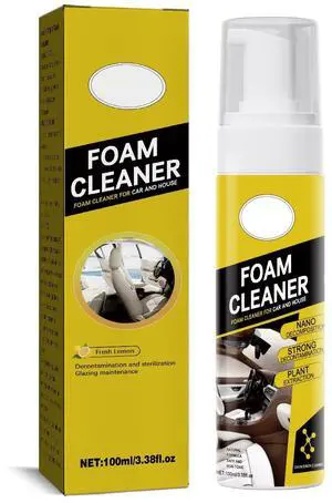 Multipurpose Foam Cleaner Spray, Lemon Scented All-Purpose Household Cleaners for Car, House, and Kitchen, Powerful Dry Cleaning Agent 100ml Multipurpose Foam Cleaner Spray, Lemon Scented All-Purpose Household Cleaners for Car, House, and Kitchen, Powerful Dry Cleaning Agent 100ml