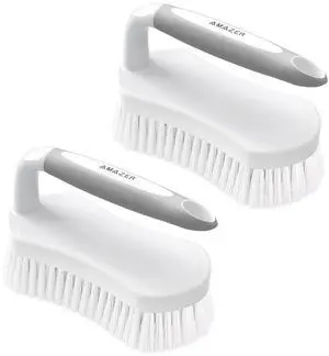 Scrub Brush for Cleaning Comfort Grip Shower Scrubber Flexible Stiff Bristles with Handle Heavy Duty Cleaner Brush for Tub Sink Carpet Floor - Pack of 2 (Grey+Grey) Scrub Brush for Cleaning Comfort Grip Shower Scrubber Flexible Stiff Bristles with Handle Heavy Duty Cleaner Brush for Tub Sink Carpet Floor - Pack of 2 (Grey+Grey)