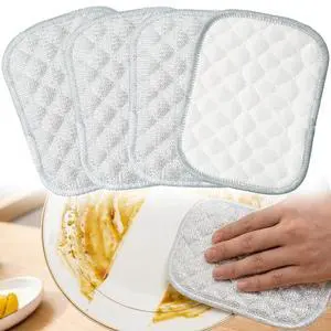 Double Side Non Scratch Wire Dishcloth, 4 Pcs Multipurpose Wire Dishwashing Rags, Wires Mesh Cleaning Cloth for Wet and Dry Cleaning, Reusable Metal Wash Cloth for Kitchen, Pots, Pans, Stove, Sinks Double Side Non Scratch Wire Dishcloth, 4 Pcs Multipurpose Wire Dishwashing Rags, Wires Mesh Cleaning Cloth for Wet and Dry Cleaning, Reusable Metal Wash Cloth for Kitchen, Pots, Pans, Stove, Sinks