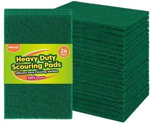 Heavy Duty Scouring Pads, 24Pcs Household Scour Pads for Kitchen, Garage and Outdoors, Reusable Dish Scrubber Pads for Pan and Metal Grill - Green Heavy Duty Scouring Pads, 24Pcs Household Scour Pads for Kitchen, Garage and Outdoors, Reusable Dish Scrubber Pads for Pan and Metal Grill - Green