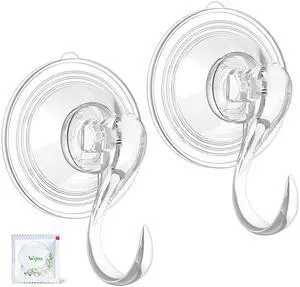 Suction Wreath Hanger with Wipes, 22 Lb Capacity, Large, Clear, 2 Pcs Suction Wreath Hanger with Wipes, 22 Lb Capacity, Large, Clear, 2 Pcs