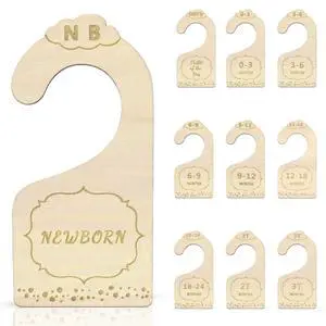 Wood Baby Closet Dividers for Baby Clothes, 10x Double-Sided Organizer - Baby Clothing Size Age Dividers, Baby Clothes Dividers, and Nursery Closet Organizers Wood Baby Closet Dividers for Baby Clothes, 10x Double-Sided Organizer - Baby Clothing Size Age Dividers, Baby Clothes Dividers, and Nursery Closet Organizers
