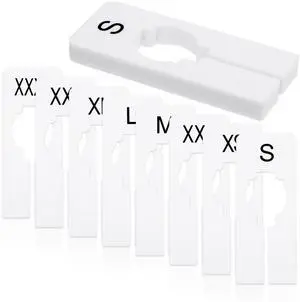 8 Pcs White Rectangular Size Separators Closet Dividers for Hanging Plastic Clothing Rack Dividers with Printed Sizes Clothing Rack Size Divider Reusable Closets Separators Label Preprinted in 8 Sizes 8 Pcs White Rectangular Size Separators Closet Dividers for Hanging Plastic Clothing Rack Dividers with Printed Sizes Clothing Rack Size Divider Reusable Closets Separators Label Preprinted in 8 Sizes