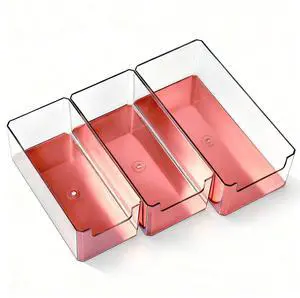 3pcs Plastic Drawer Organizer, 3 Sizes Desk Drawer Divider Organizers and Containers for Makeup, Jewerly, Kitchen drawer organizers, Bedroom, Bathroom, Office supply for storage(Rose Gold) 3pcs Plastic Drawer Organizer, 3 Sizes Desk Drawer Divider Organizers and Containers for Makeup, Jewerly, Kitchen drawer organizers, Bedroom, Bathroom, Office supply for storage(Rose Gold)