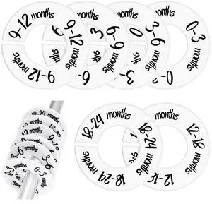 Baby Closet Dividers 6 Pack, Unisex Nursery Closet Organizer for Easy Sorting, 0-24 Months Hanger Divider from Newborn to Toddler, Baby Clothing Dividers Age Divider Fits Most Rod(White) Baby Closet Dividers 6 Pack, Unisex Nursery Closet Organizer for Easy Sorting, 0-24 Months Hanger Divider from Newborn to Toddler, Baby Clothing Dividers Age Divider Fits Most Rod(White)
