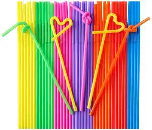 100 Pack 10.43 Inch Colorful Bendable Disposable Straws 100 Pack 10.43 Inch Colorful Bendable Disposable Straws
